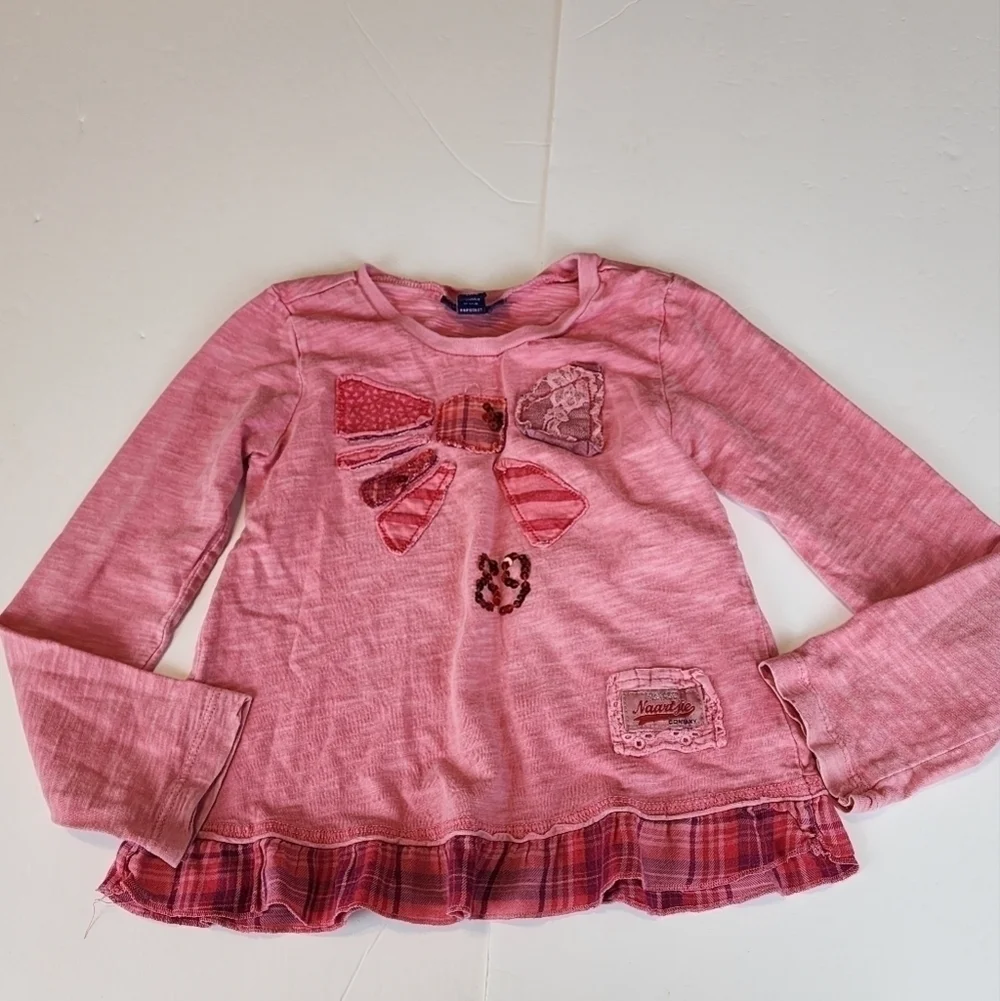 Naartjie size 5 girls long sleeve shirt plaid ruffle